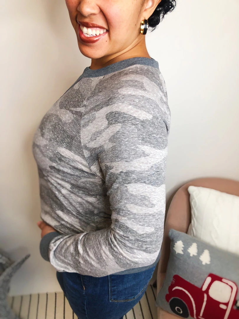 Iris & Rainbow Boutique #L373 Harmonious Camo Top (Grey) 5 Iris & Rainbow Boutique #L373 Harmonious Camo Top (Grey)