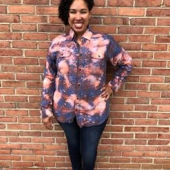 Iris & Rainbow Boutique New Arrivals #E78 One Of A Kind Flannel Tops (Pink/Blue)