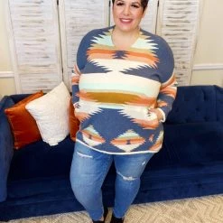 Iris & Rainbow Boutique #L250 Follow Your Vibe Aztec Sweater