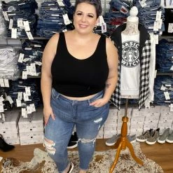 Iris & Rainbow Boutique New Arrivals #F15 Serena's Distressed Medium Wash Judy Blue Jeans