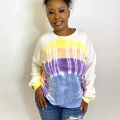 Iris & Rainbow Boutique New Arrivals #K468 Sunset Keys Tie Dye Sweater