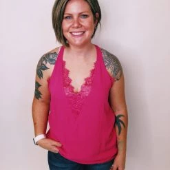 Iris & Rainbow Boutique #K304 Lace Me Down Top (FUSCHIA)