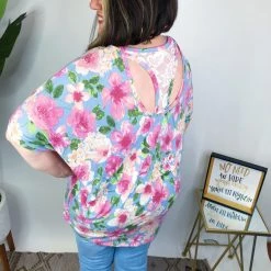 Iris & Rainbow Boutique #M614 Matching In Floral Top (Blue Comb) New Arrivals