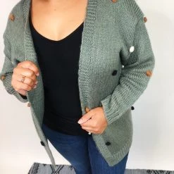 Iris & Rainbow Boutique #K714 Cheerful Pom Pom Sweater (Olive) New Arrivals