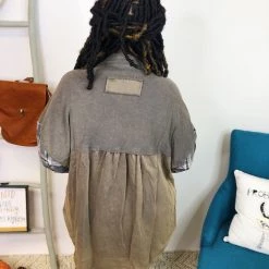 Iris & Rainbow Boutique New Arrivals #K838 Let In The Plaid POL Shacket (Ash Charcoal)