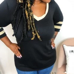 Iris & Rainbow Boutique #K933 Varsity Day 3/4 Sleeve Top New Arrivals