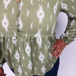 Iris & Rainbow Boutique New Arrivals #K678 Plant Me In Diamonds Long Sleeve Top (Green)