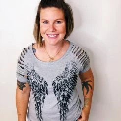 Iris & Rainbow Boutique #K563 City Of Angels Top (Heather Grey)