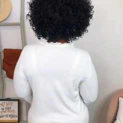 Iris & Rainbow Boutique #K816 Ribbed & Ruffled Top (IVORY)