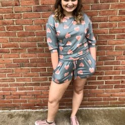 Iris & Rainbow Boutique New Arrivals #314 Sage Hearts Jersey Shorts