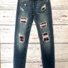 Iris & Rainbow Boutique #H136 The Original Buffalo Plaid Patch Judy Blue Skinny Jeans