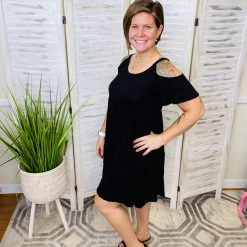 Iris & Rainbow Boutique #K188 Lucky In Love Cold Shoulder Dress