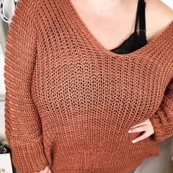 Iris & Rainbow Boutique New Arrivals #L192 Girls Day Out Ribbed POL Sweater (DUSTY CEDAR)