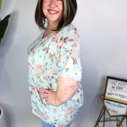 Iris & Rainbow Boutique #M615 Matching In Floral Top (Mint Comb) New Arrivals