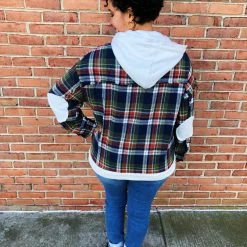 Iris & Rainbow Boutique #L329 Mahogany Plaid POL Shacket
