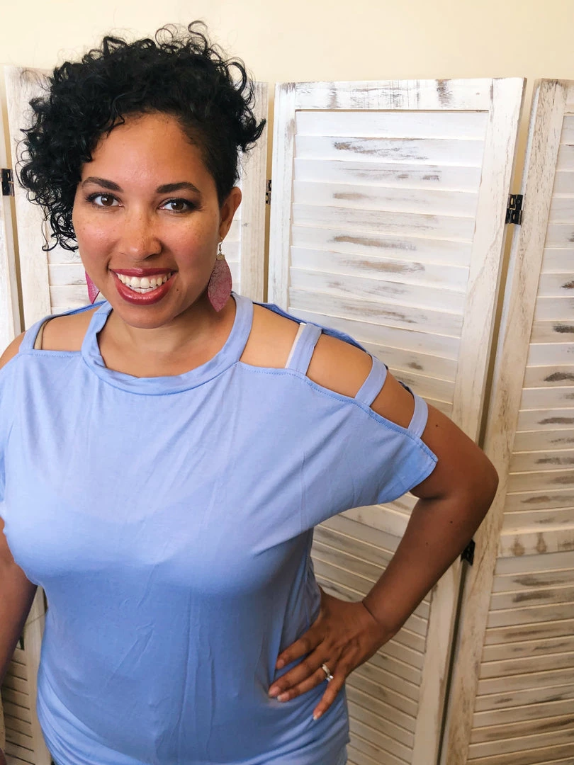 Iris & Rainbow Boutique #K162 Clear Skies Cold Shoulder Top 6 Iris & Rainbow Boutique #K162 Clear Skies Cold Shoulder Top