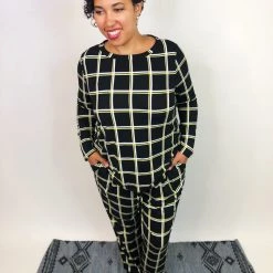 Iris & Rainbow Boutique New Arrivals #K736 In The Grid Lounge Set
