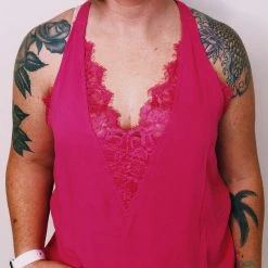 Iris & Rainbow Boutique #K304 Lace Me Down Top (FUSCHIA)