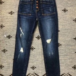 Iris & Rainbow Boutique New Arrivals #K785 Laurie's Patch Pocket Button Fly Judy Blue Skinny Jeans