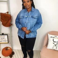 Iris & Rainbow Boutique #K910 Slay Every Day Denim Shacket New Arrivals