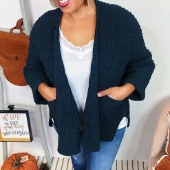 Iris & Rainbow Boutique #K989 Wrapped In POL Cardigan (NAVY)