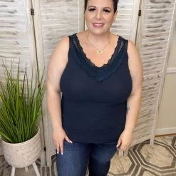 Iris & Rainbow Boutique #K6 Dreaming Of A Lace Tank (Navy)