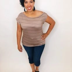 Iris & Rainbow Boutique #K335 Mocha Drizzle Off Shoulder Top