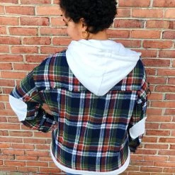 Iris & Rainbow Boutique #L329 Mahogany Plaid POL Shacket