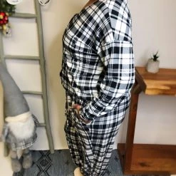Iris & Rainbow Boutique #L523 The Perfect Plaid Match Set (White/Black)