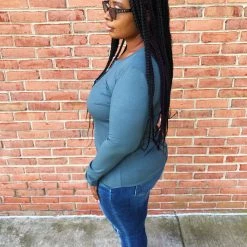 Iris & Rainbow Boutique New Arrivals #K663 Simply Sophisticated Long Sleeve Top (Teal)