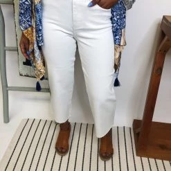 Iris & Rainbow Boutique New Arrivals #M322 Greater Love White Crop Judy Blue Jeans
