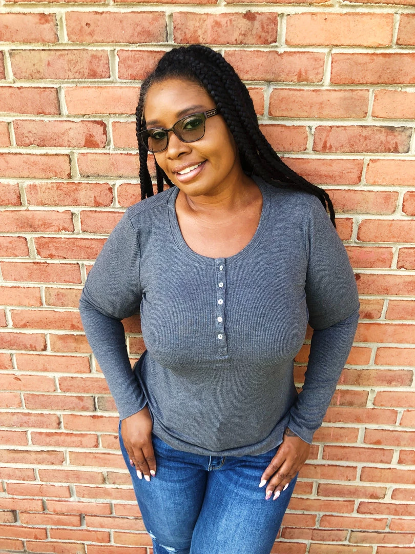 Iris & Rainbow Boutique #K662 Simply Sophisticated Long Sleeve Top (Charcoal) 3 Iris & Rainbow Boutique #K662 Simply Sophisticated Long Sleeve Top (Charcoal)