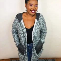 Iris & Rainbow Boutique #K650 Pouncing Patches Hooded Cardigan New Arrivals