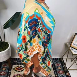 Iris & Rainbow Boutique New Arrivals #N322 Western Inspired Ethnic Motif Kimono