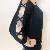 Iris & Rainbow Boutique #K394 Crossing The Dark Lattice Sleeve Top