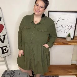 Iris & Rainbow Boutique New Arrivals #L442 All I Want Dress (Olive)