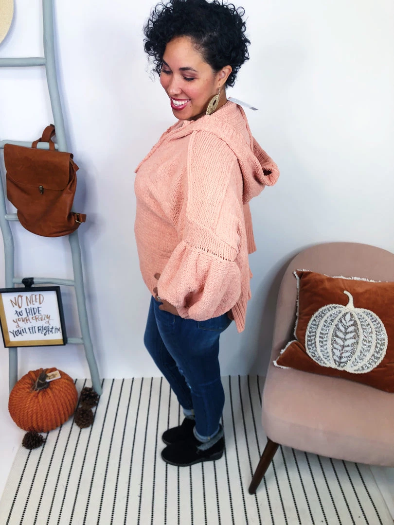 Iris & Rainbow Boutique New Arrivals #K985 Blush My Days Hooded Sweater 6 Iris & Rainbow Boutique New Arrivals #K985 Blush My Days Hooded Sweater