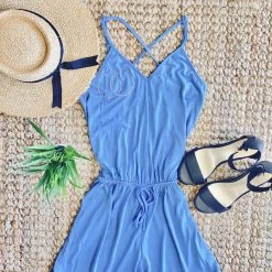 No Ship Drop Ship New Arrivals Mainstream French Blue Summer Romper
