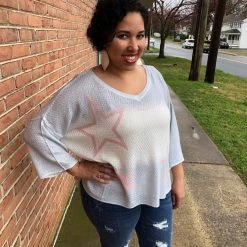 Iris & Rainbow Boutique New Arrivals #J308 Starfish Waters Summer Sweater (Grey)