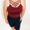 Iris & Rainbow Boutique New Arrivals #K248 The Maze Criss Cross Tank (Burgundy)