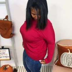Iris & Rainbow Boutique New Arrivals #K942 Going In Deep Long Sleeve Top (Red)
