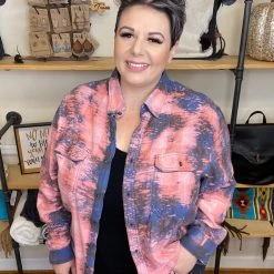 Iris & Rainbow Boutique New Arrivals #E78 One Of A Kind Flannel Tops (Pink/Blue)