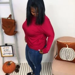 Iris & Rainbow Boutique New Arrivals #K942 Going In Deep Long Sleeve Top (Red)