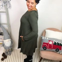 Iris & Rainbow Boutique New Arrivals #L301 Simple And Stunning Dress (Olive)