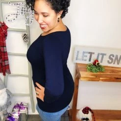 Iris & Rainbow Boutique #L848 Stopping Time Long Sleeve Reversible Top (Navy) New Arrivals