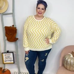 Iris & Rainbow Boutique #K959 Zig Zag Honey Sweater