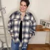 Iris & Rainbow Boutique #M112 Good Timing Plaid Shacket (Blue) New Arrivals