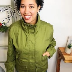 Iris & Rainbow Boutique New Arrivals #L561 Trendy Temptation Utility Jacket (Dark Olive)