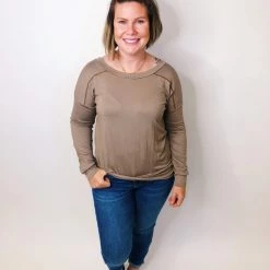 Iris & Rainbow Boutique New Arrivals #K582 Fall Back Lattice Top (MOCHA)