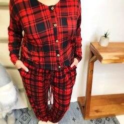 Iris & Rainbow Boutique #L522 The Perfect Plaid Match Set (Red/Black)